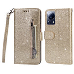 For Xiaomi 13 Lite / Civi 2 5G Glittery Leather Phone Stand Case Zippered Wallet Phone Cover