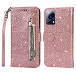 For Xiaomi 13 Lite / Civi 2 5G Glittery Leather Phone Stand Case Zippered Wallet Phone Cover