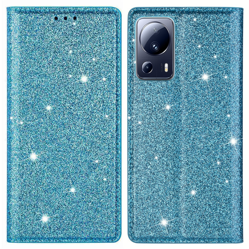 Xiaomi 13 Lite / Civi 2 5G PU-läder glittermobilskal stativ mobilmobilfodral med korthållare