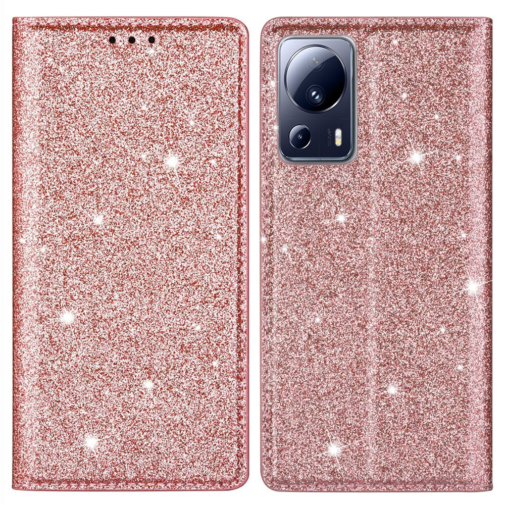 For Xiaomi 13 Lite / Civi 2 5G PU Leather Glitter Phone Case Stand Cell Phone Cover with Card Holder