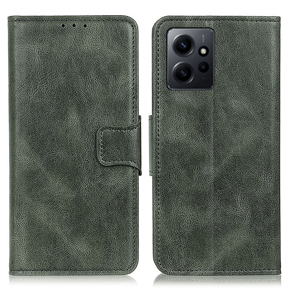 For Xiaomi Redmi Note 12 4G Crazy Horse Texture Phone Leather Case Anti-drop Stand Wallet Cover