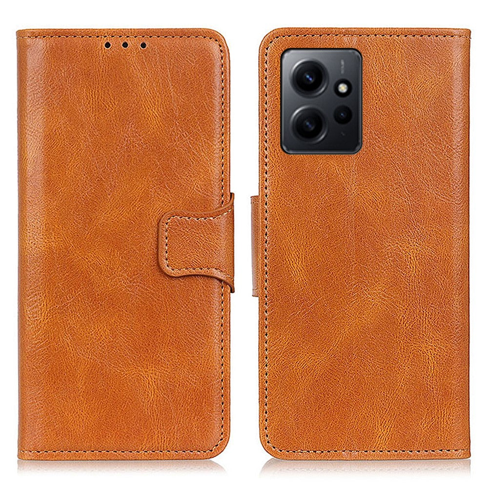 For Xiaomi Redmi Note 12 4G Crazy Horse Texture Phone Leather Case Anti-drop Stand Wallet Cover