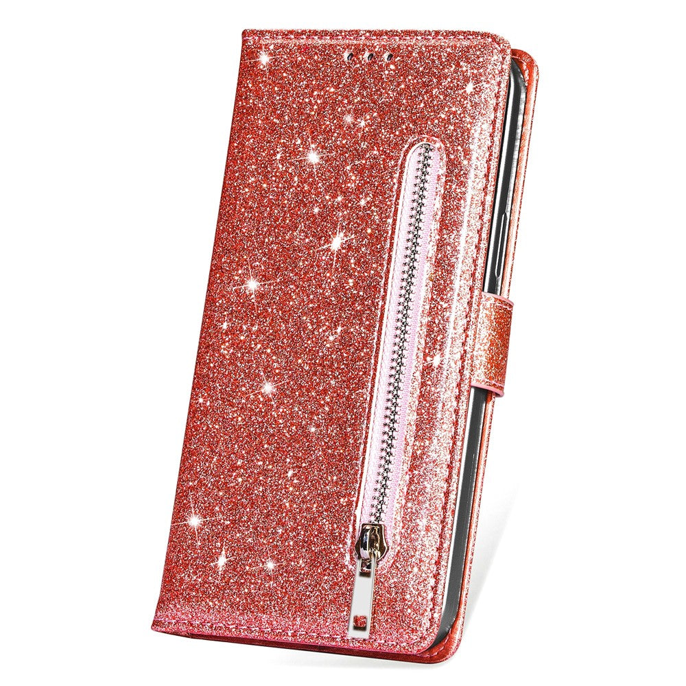 For Xiaomi Poco X5 Pro 5G / Redmi Note 12 Pro Speed 5G / Note 12 Pro 5G Glittery Phone Case PU Leather Zippered Wallet Cover