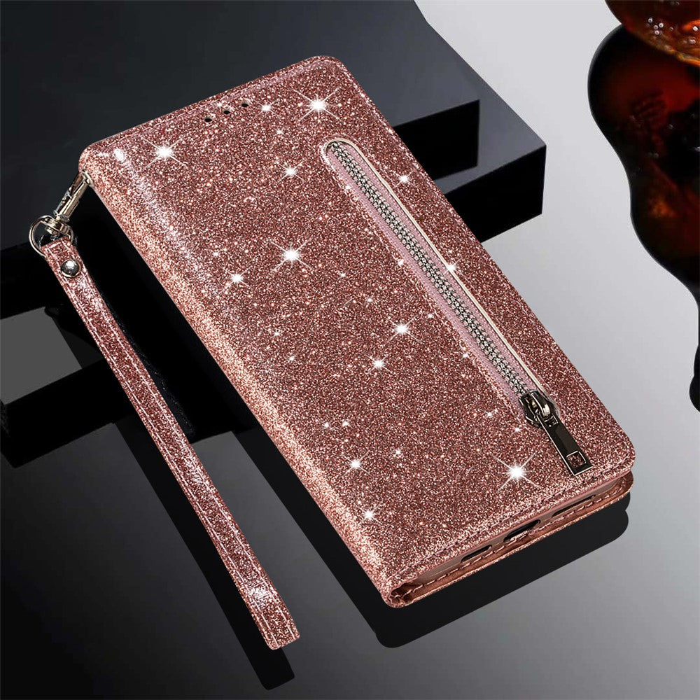 For Xiaomi Poco X5 Pro 5G / Redmi Note 12 Pro Speed 5G / Note 12 Pro 5G Glittery Phone Case PU Leather Zippered Wallet Cover