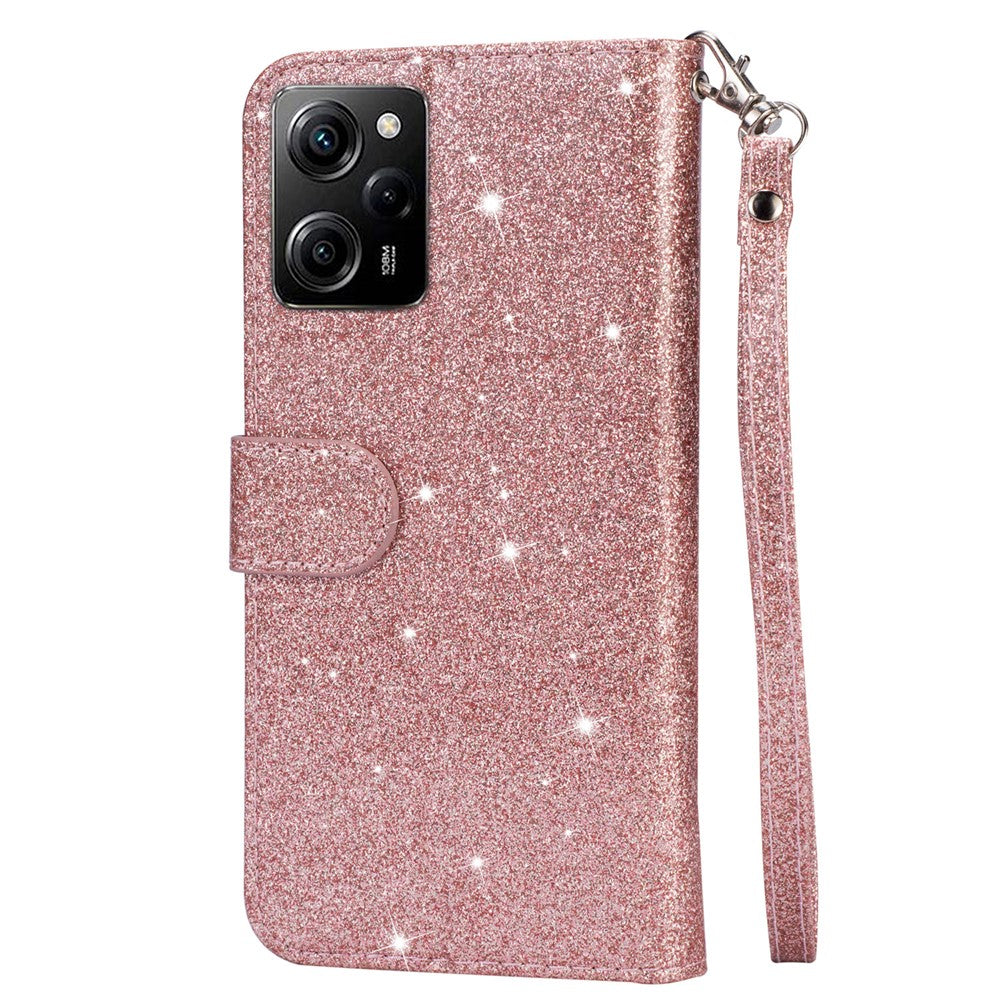 For Xiaomi Poco X5 Pro 5G / Redmi Note 12 Pro Speed 5G / Note 12 Pro 5G Glittery Phone Case PU Leather Zippered Wallet Cover