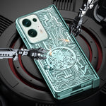For Oppo Find N2 5G Mechanical Legend Series Electroplating PC Folding Phone Case Cover with Tempered Glass Film
