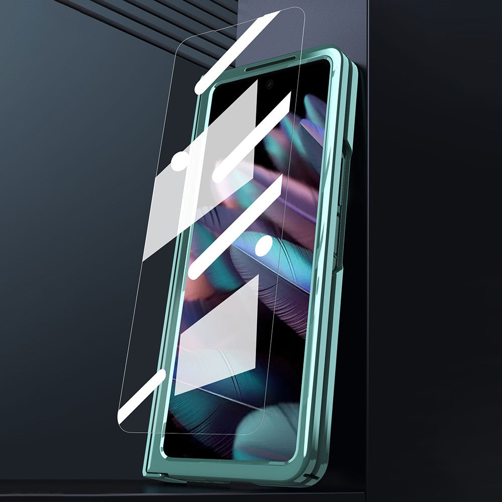 For Oppo Find N2 5G Mechanical Legend Series Electroplating PC Folding Phone Case Cover with Tempered Glass Film