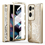 For Oppo Find N2 5G Mechanical Legend Series Electroplating PC Folding Phone Case Cover with Tempered Glass Film