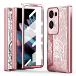 For Oppo Find N2 5G Mechanical Legend Series Electroplating PC Folding Phone Case Cover with Tempered Glass Film
