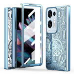 For Oppo Find N2 5G Mechanical Legend Series Electroplating PC Folding Phone Case Cover with Tempered Glass Film