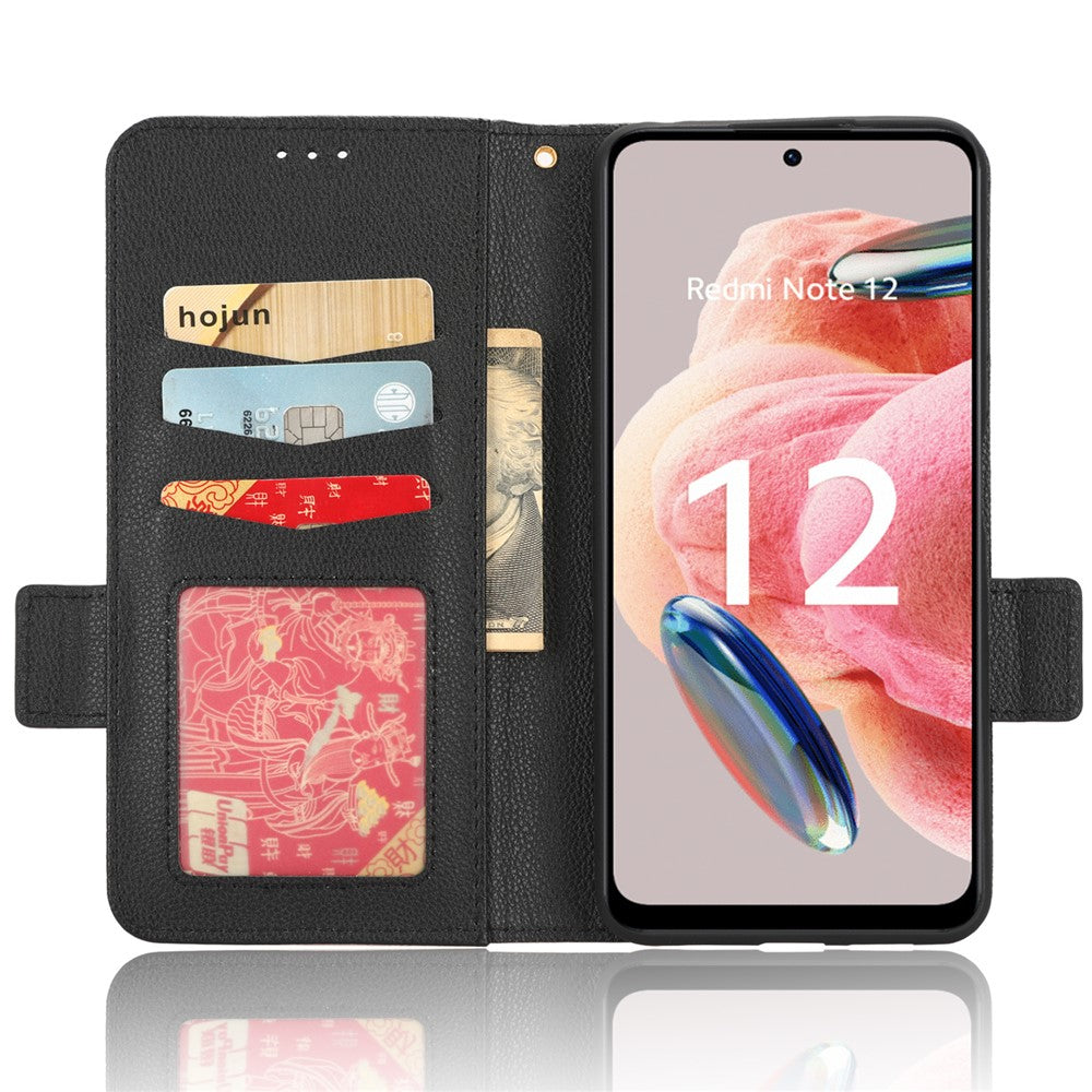 For Xiaomi Redmi Note 12 4G PU Leather Protective Cover Litchi Texture Flip Book Stand Wallet Phone Case