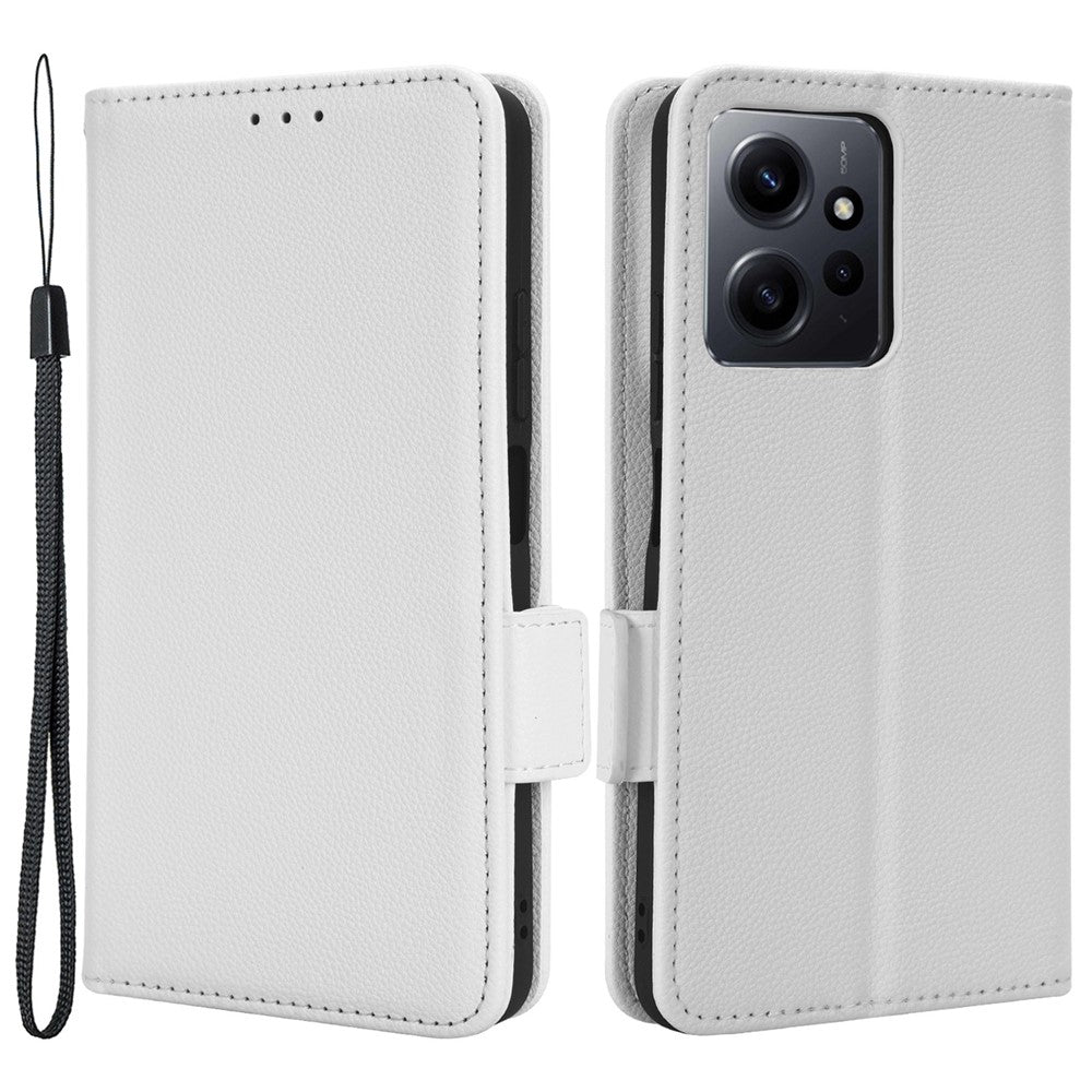 Xiaomi Redmi Note 12 4G PU-läderskyddsfodral Litchi-textur Flip Book Stand plånboksfodral