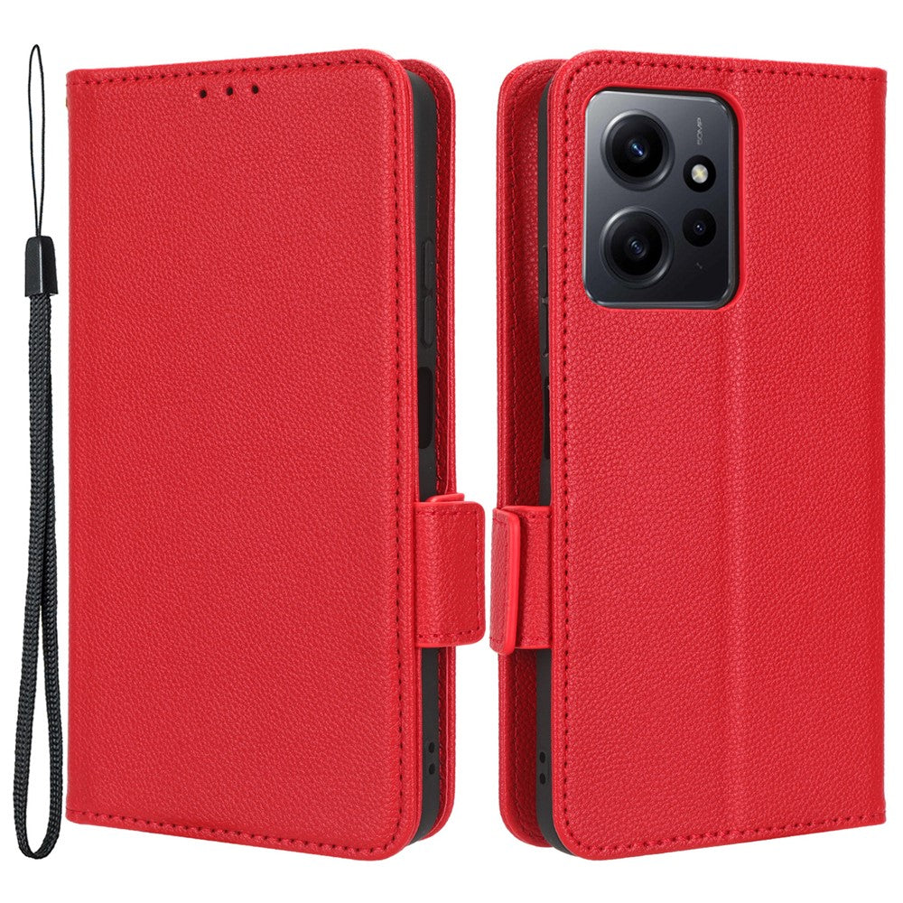 Xiaomi Redmi Note 12 4G PU-läderskyddsfodral Litchi-textur Flip Book Stand plånboksfodral