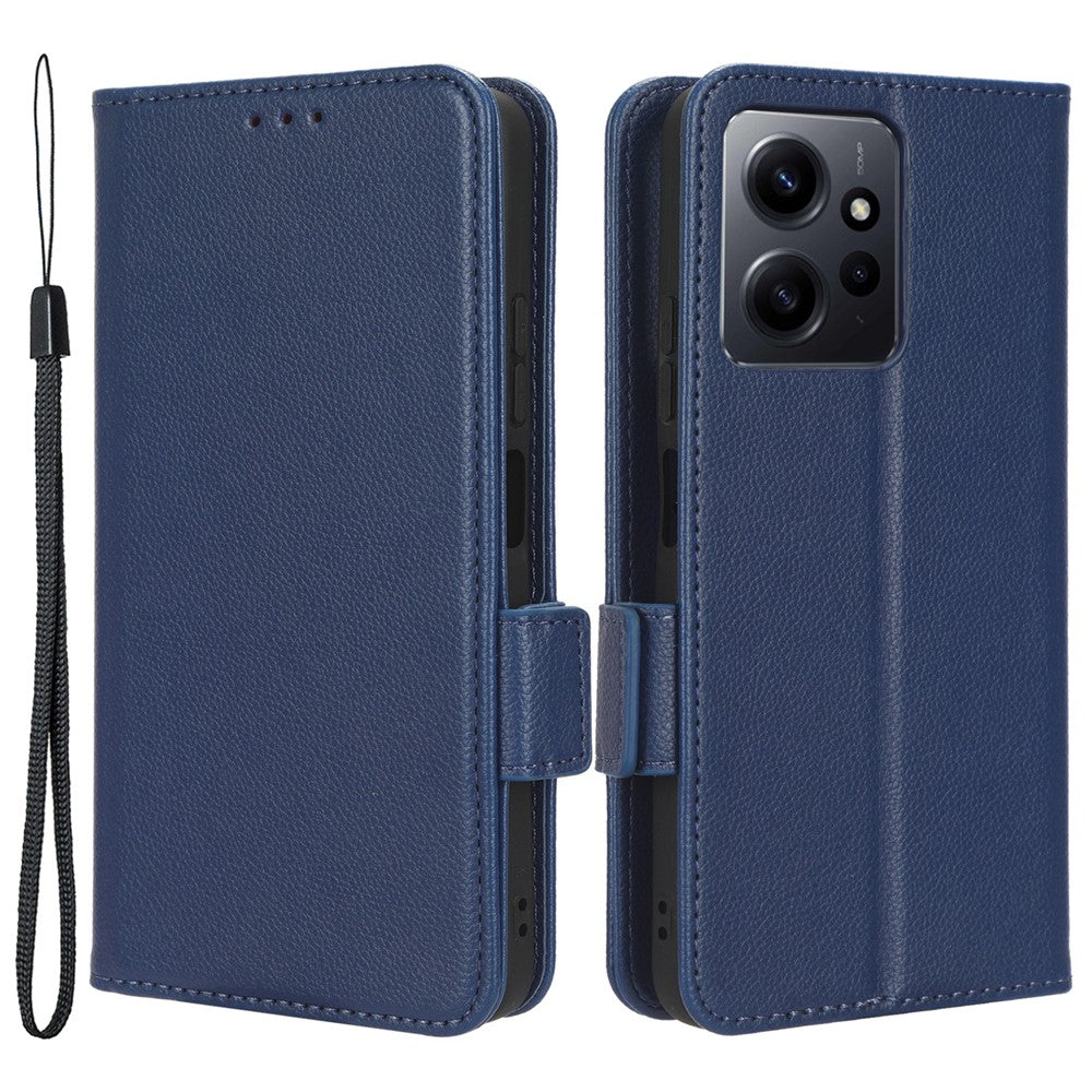 For Xiaomi Redmi Note 12 4G PU Leather Protective Cover Litchi Texture Flip Book Stand Wallet Phone Case