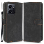 For Xiaomi Redmi Note 12 4G PU Leather Wallet Flip Case RFID Blocking Stand Phone Cover with Strap