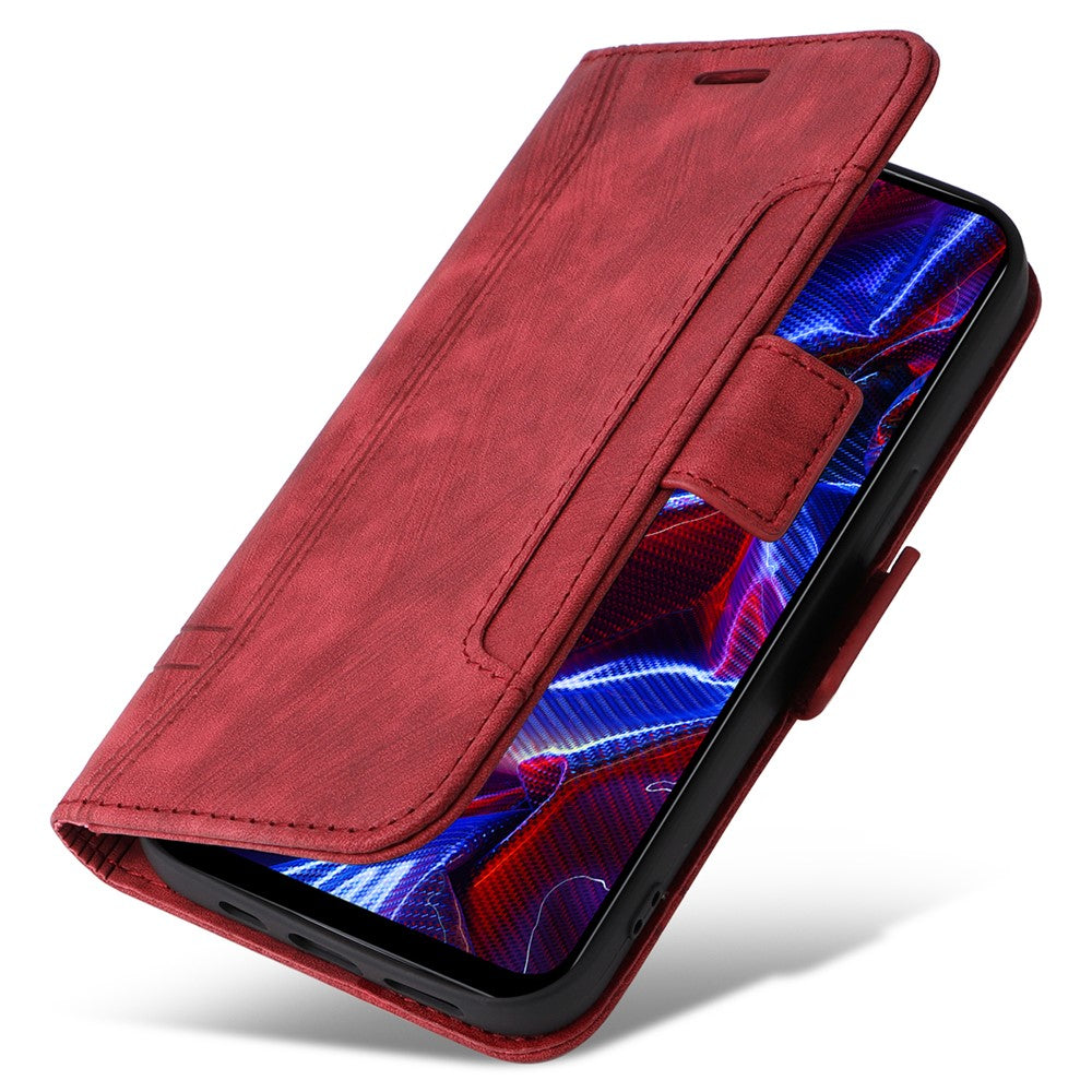 BETOPNICE 001 mobilskal till Xiaomi Redmi Note 12 5G (Global) / (Indien) / (Kina) / Poco X5 5G / Plånboksfodral i PU-läder med tryckta linjesömmar