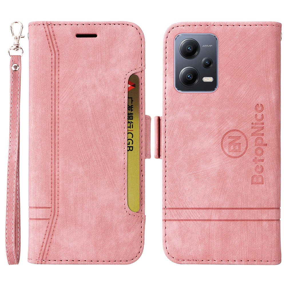 BETOPNICE 001 mobilskal till Xiaomi Redmi Note 12 5G (Global) / (Indien) / (Kina) / Poco X5 5G / Plånboksfodral i PU-läder med tryckta linjesömmar