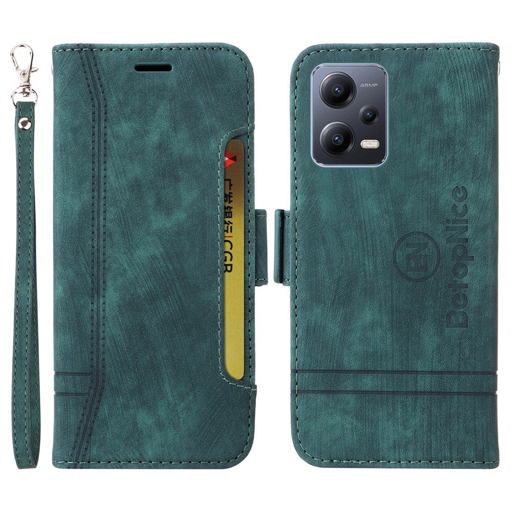 BETOPNICE 001 mobilskal till Xiaomi Redmi Note 12 5G (Global) / (Indien) / (Kina) / Poco X5 5G / Plånboksfodral i PU-läder med tryckta linjesömmar