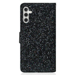 For Samsung Galaxy A24 4G (162.1 x 77.6 x 8.3mm) Glitter Sparkle Splicing Phone Case PU Leather Stand Wallet Cover with Strap