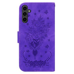 For Samsung Galaxy A24 4G (162.1 x 77.6 x 8.3mm) Magnetic Flip PU Leather Stand Case Rose Butterfly Imprinted Phone Shell Cover