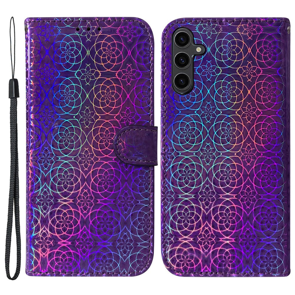 For Samsung Galaxy A24 4G (162.1 x 77.6 x 8.3mm) PU Leather Flip Wallet Phone Case Dazzling Flower Pattern Stand Folio Cover