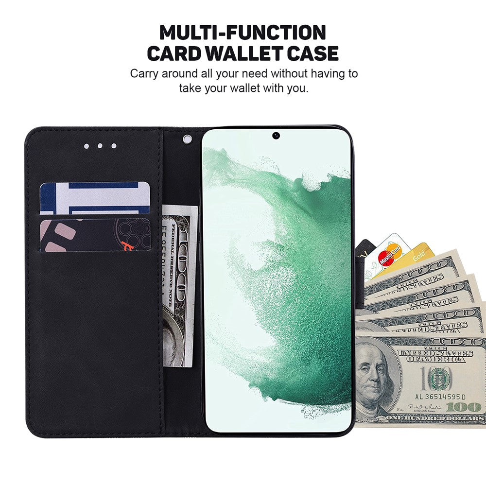 For Samsung Galaxy A24 4G (162.1 x 77.6 x 8.3mm) PU Leather Wallet Flip Case Stand Geometry Pattern Imprinted Phone Cover