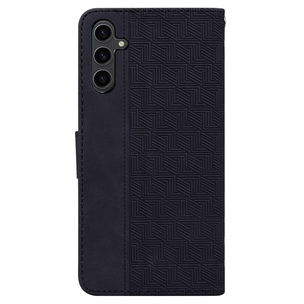 For Samsung Galaxy A24 4G (162.1 x 77.6 x 8.3mm) PU Leather Wallet Flip Case Stand Geometry Pattern Imprinted Phone Cover