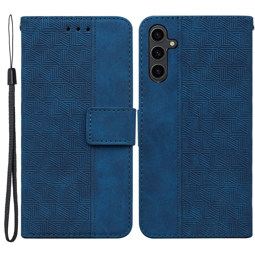 For Samsung Galaxy A24 4G (162.1 x 77.6 x 8.3mm) PU Leather Wallet Flip Case Stand Geometry Pattern Imprinted Phone Cover