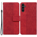 For Samsung Galaxy A24 4G (162.1 x 77.6 x 8.3mm) PU Leather Wallet Flip Case Stand Geometry Pattern Imprinted Phone Cover