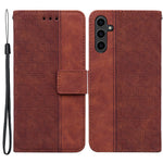 For Samsung Galaxy A24 4G (162.1 x 77.6 x 8.3mm) PU Leather Wallet Flip Case Stand Geometry Pattern Imprinted Phone Cover
