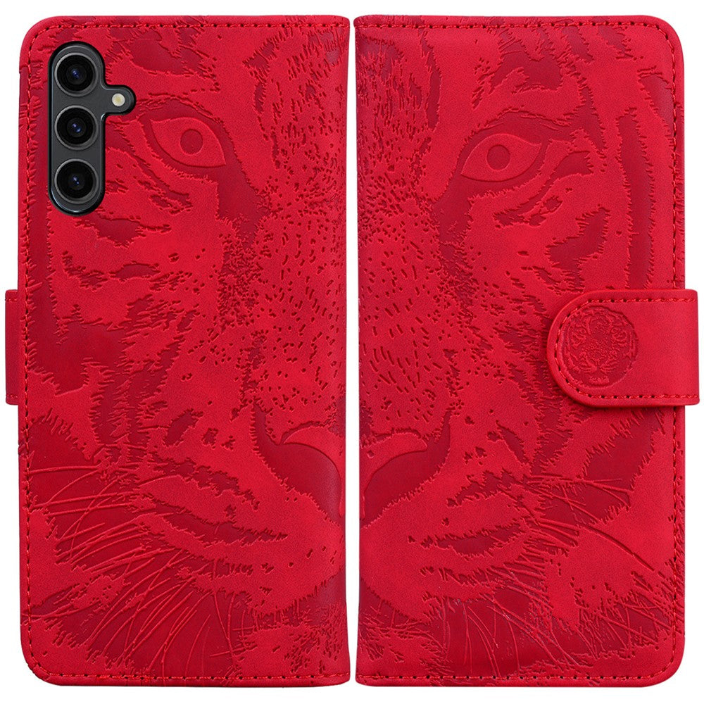 For Samsung Galaxy A24 4G (162.1 x 77.6 x 8.3mm) Wallet Case Tiger Imprinted Flip Folio PU Leather Phone Cover with Stand