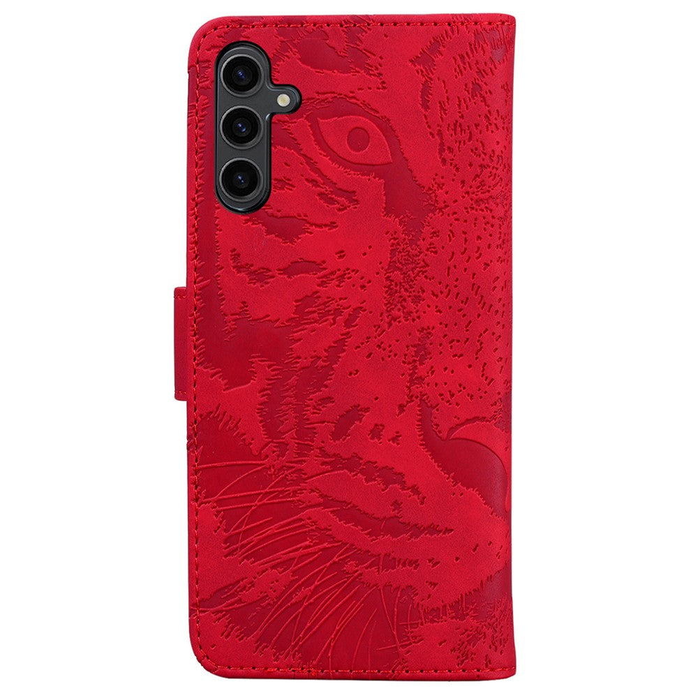 For Samsung Galaxy A24 4G (162.1 x 77.6 x 8.3mm) Wallet Case Tiger Imprinted Flip Folio PU Leather Phone Cover with Stand