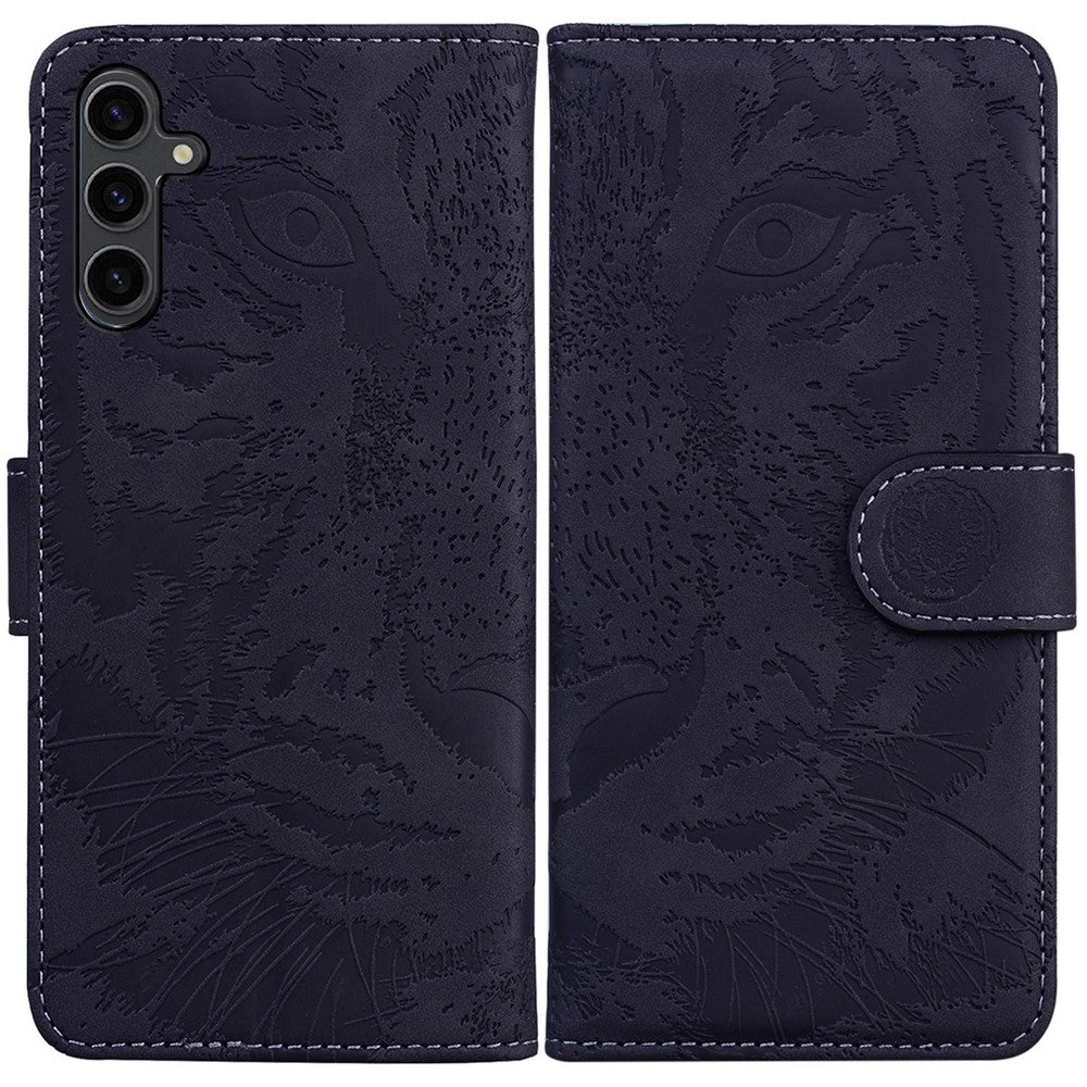 For Samsung Galaxy A24 4G (162.1 x 77.6 x 8.3mm) Wallet Case Tiger Imprinted Flip Folio PU Leather Phone Cover with Stand