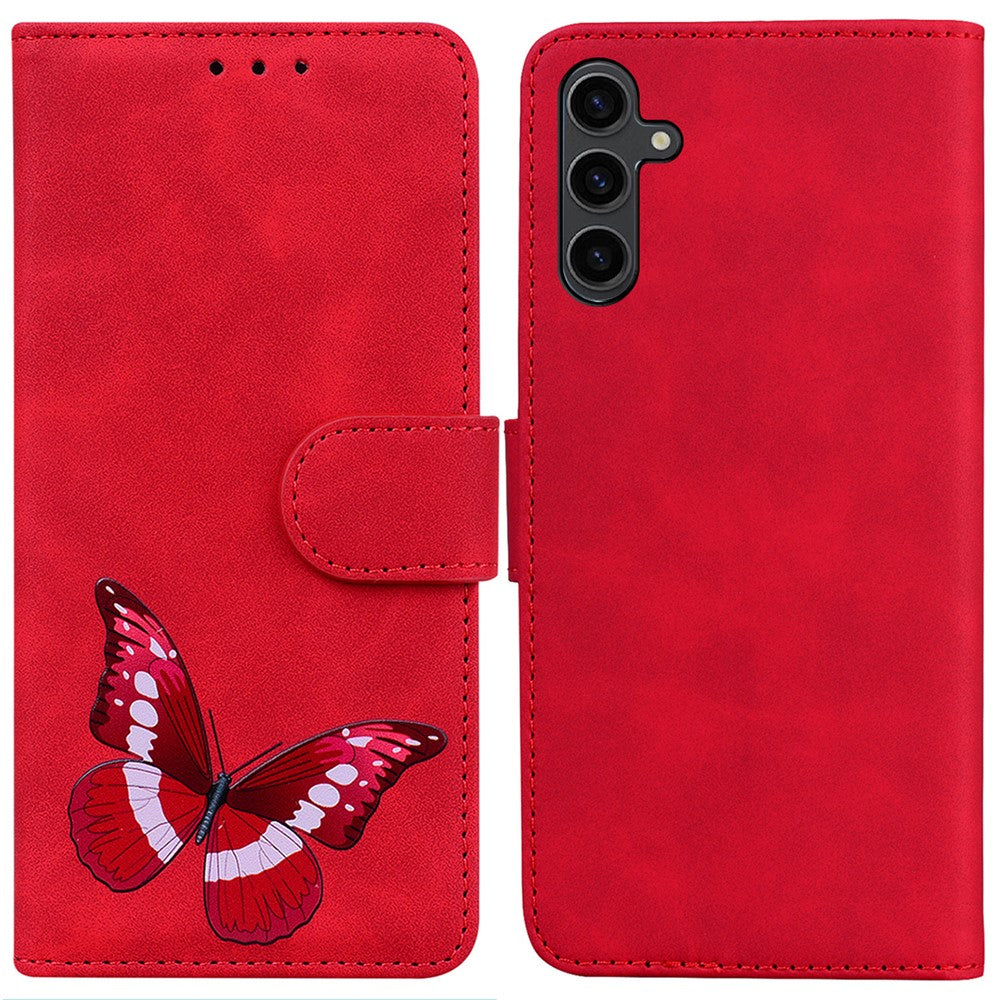For Samsung Galaxy A24 4G (162.1 x 77.6 x 8.3mm) Drop-proof PU Leather Cover Butterfly Printing Wallet Phone Case