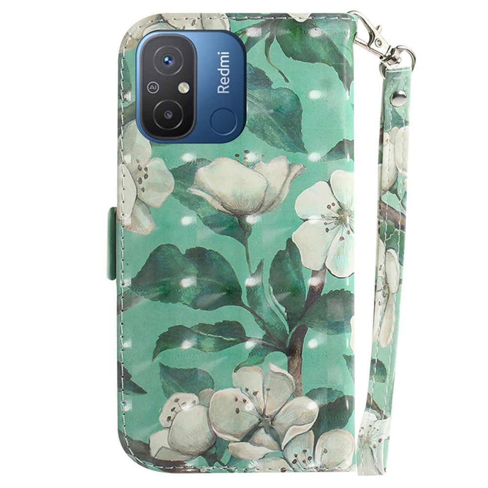 Wallet Phone Case for Xiaomi Redmi 11A 4G / 12C 4G , PU Leather Pattern Printing Stand Cover with Strap