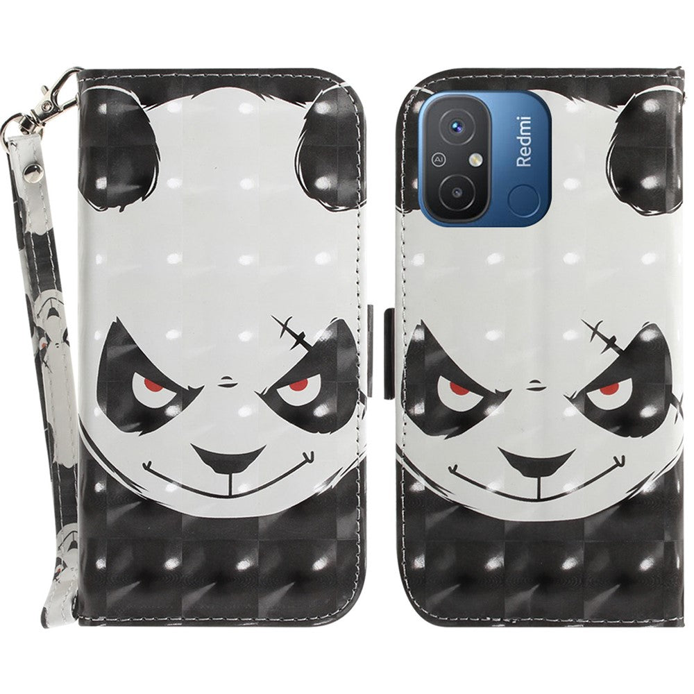 Wallet Phone Case for Xiaomi Redmi 11A 4G / 12C 4G , PU Leather Pattern Printing Stand Cover with Strap