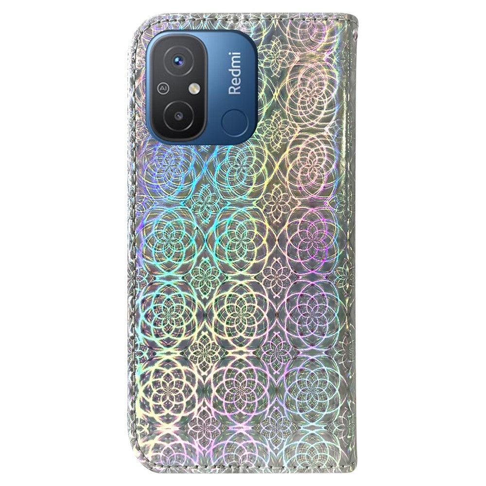 For Xiaomi Redmi 11A 4G / 12C 4G Dazzling Flower Pattern PU Leather Stand Wallet Shockproof Phone Case