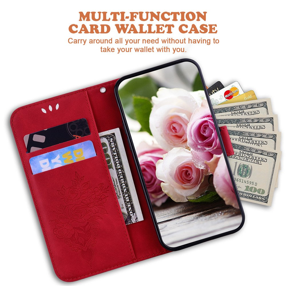 For Xiaomi Redmi 11A 4G / Redmi 12C 4G Leather Phone Case Stand Wallet Rose Butterfly Imprinted Flip Cover