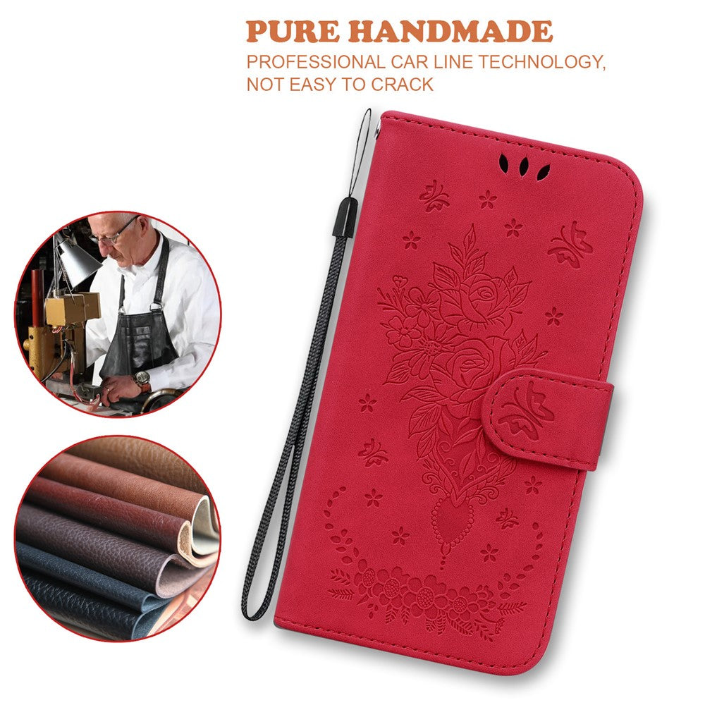 For Xiaomi Redmi 11A 4G / Redmi 12C 4G Leather Phone Case Stand Wallet Rose Butterfly Imprinted Flip Cover