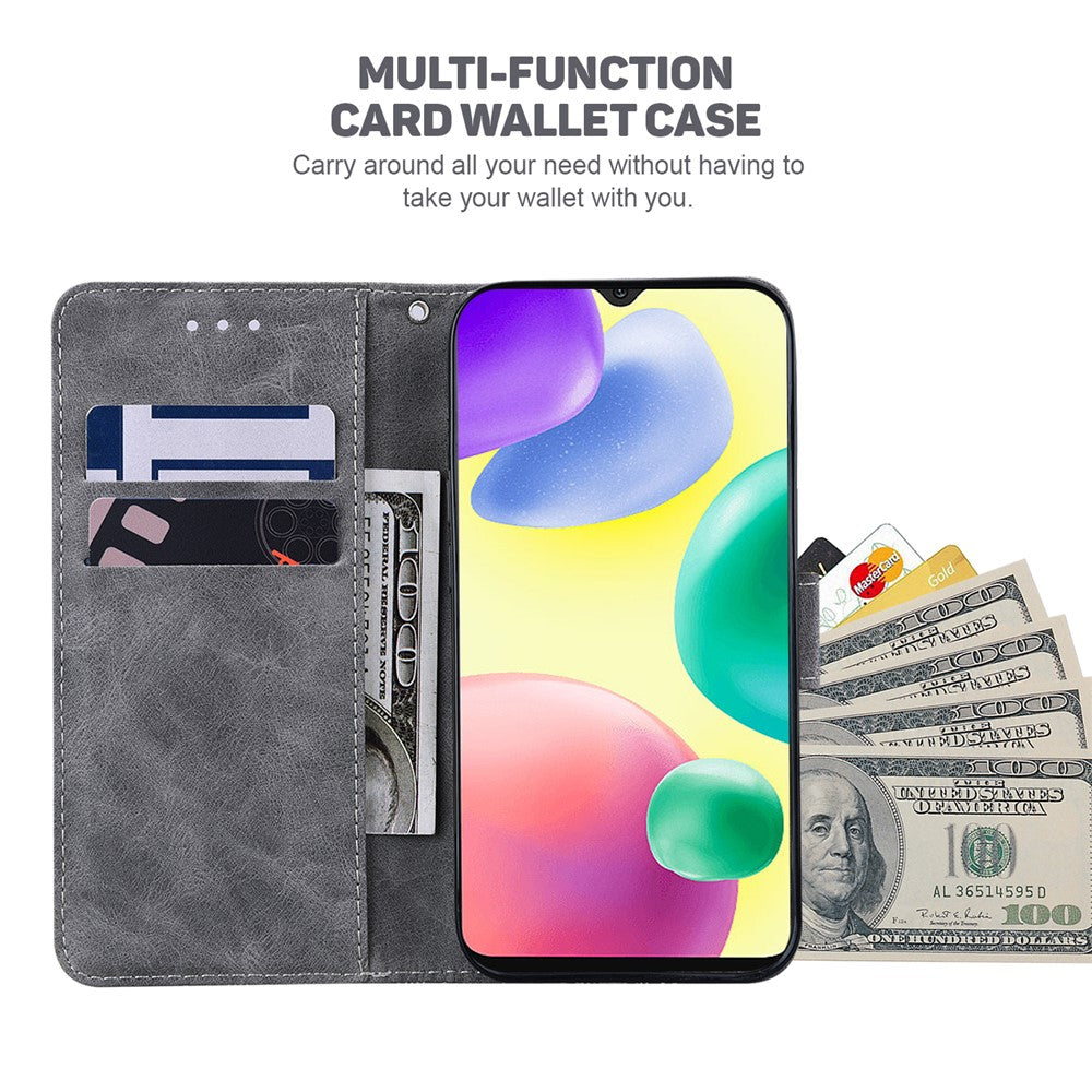 For Xiaomi Redmi 11A 4G / 12C 4G Full Protection Wallet Phone Case Stand Imprinted Leather Cell Phone Cover
