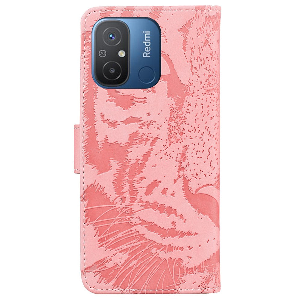 PU Leather Case for Xiaomi Redmi 11A 4G / 12C 4G , Tiger Imprinted Stand Wallet Phone Cover
