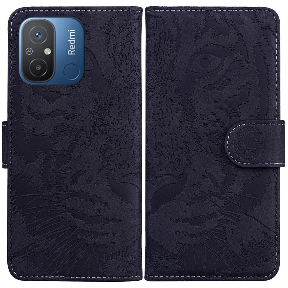 PU Leather Case for Xiaomi Redmi 11A 4G / 12C 4G , Tiger Imprinted Stand Wallet Phone Cover
