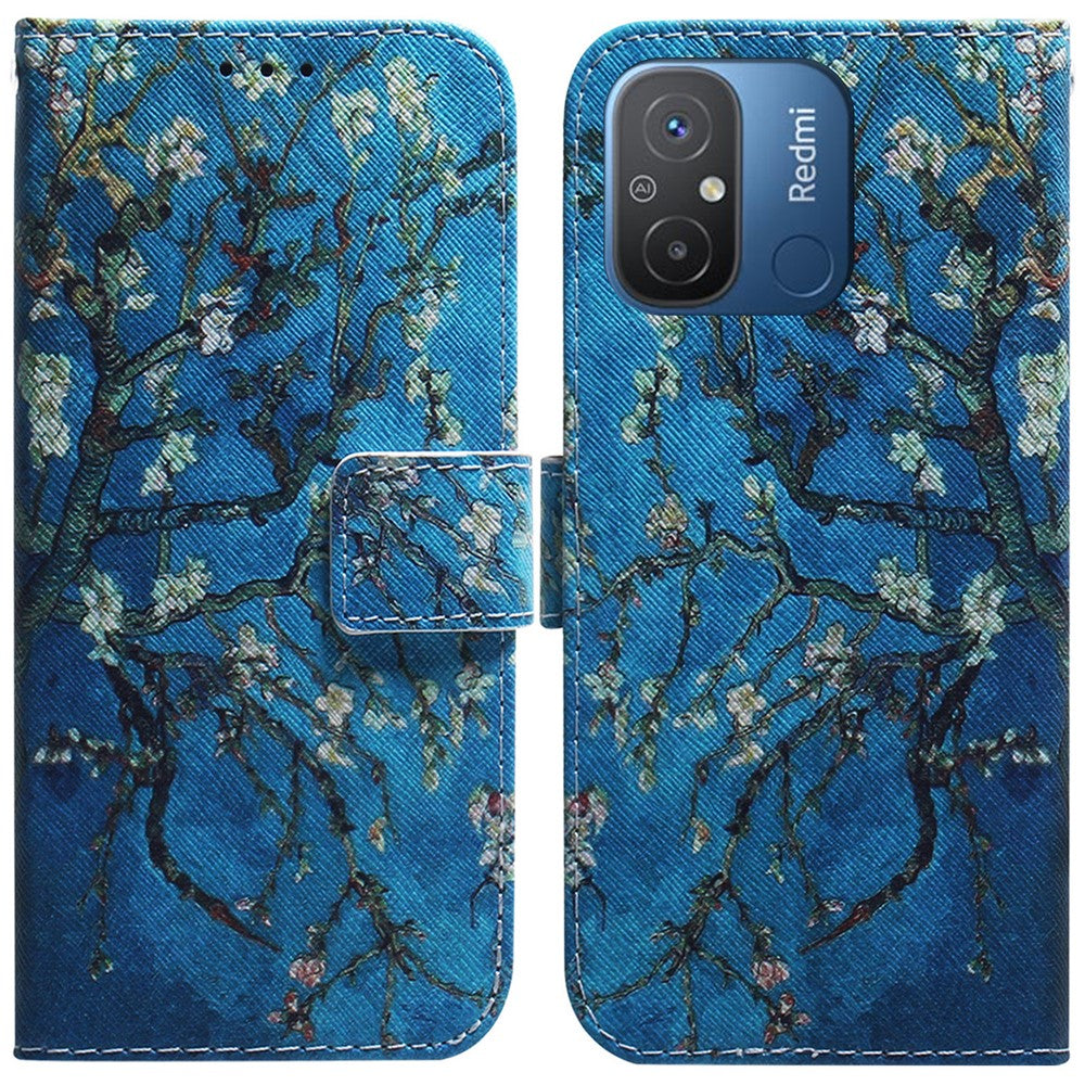 Leather Cover for Xiaomi Redmi 11A 4G / Redmi 12C 4G Phone Case Pattern Printing Anti-Scratch Wallet Shell