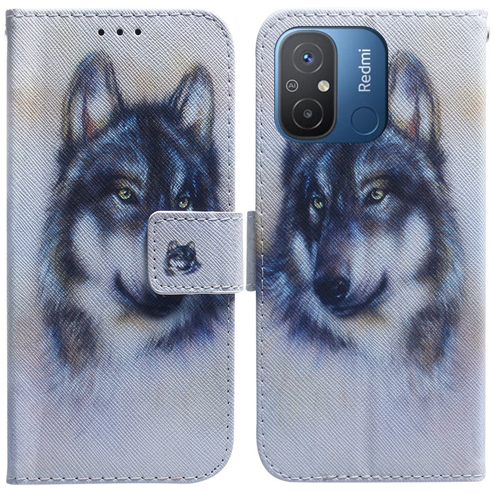 Leather Cover for Xiaomi Redmi 11A 4G / Redmi 12C 4G Phone Case Pattern Printing Anti-Scratch Wallet Shell