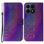 PU Leather Cover for Honor X8a 4G Wallet Phone Case Dazzling Flower Pattern Cell Phone Shell with Stand