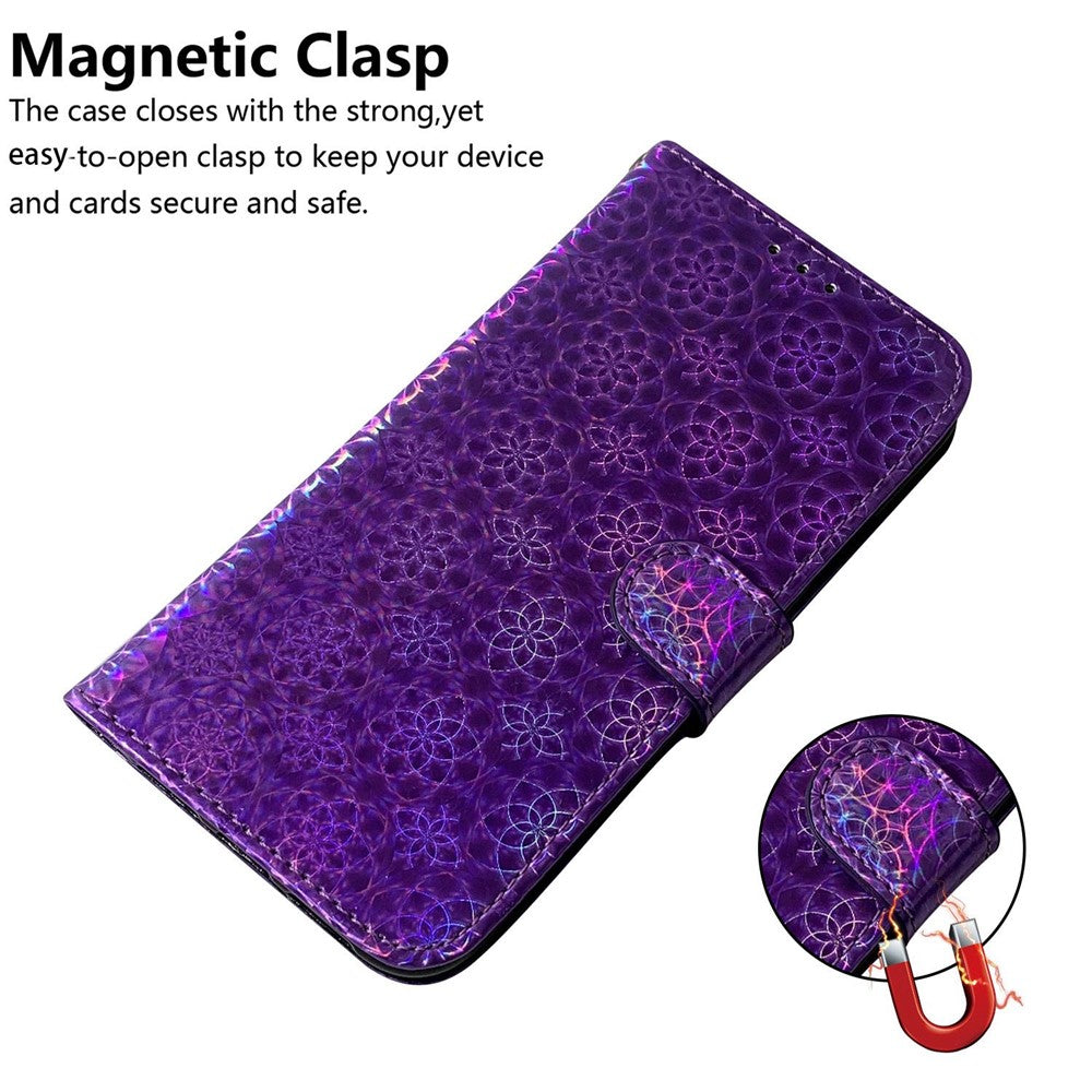PU Leather Cover for Honor X8a 4G Wallet Phone Case Dazzling Flower Pattern Cell Phone Shell with Stand