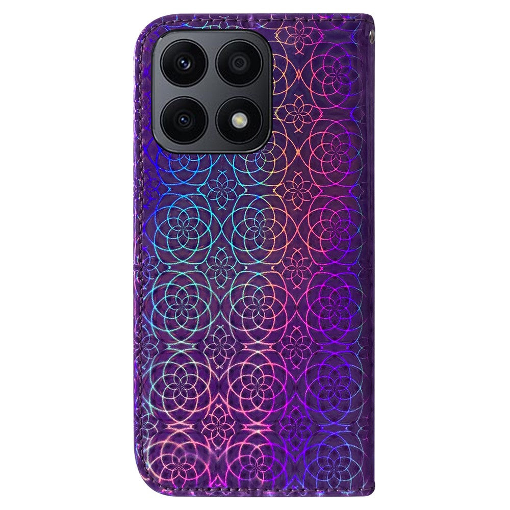 PU Leather Cover for Honor X8a 4G Wallet Phone Case Dazzling Flower Pattern Cell Phone Shell with Stand