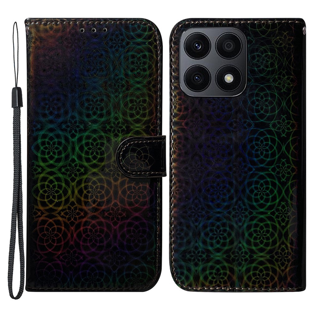 PU Leather Cover for Honor X8a 4G Wallet Phone Case Dazzling Flower Pattern Cell Phone Shell with Stand