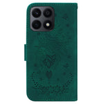 Telefoncover til Honor X8a 4G Læder Flip Cover Rosé Sommerfugl Præget Telefoncover med Pung