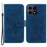 Telefoncover til Honor X8a 4G Læder Flip Cover Rosé Sommerfugl Præget Telefoncover med Pung